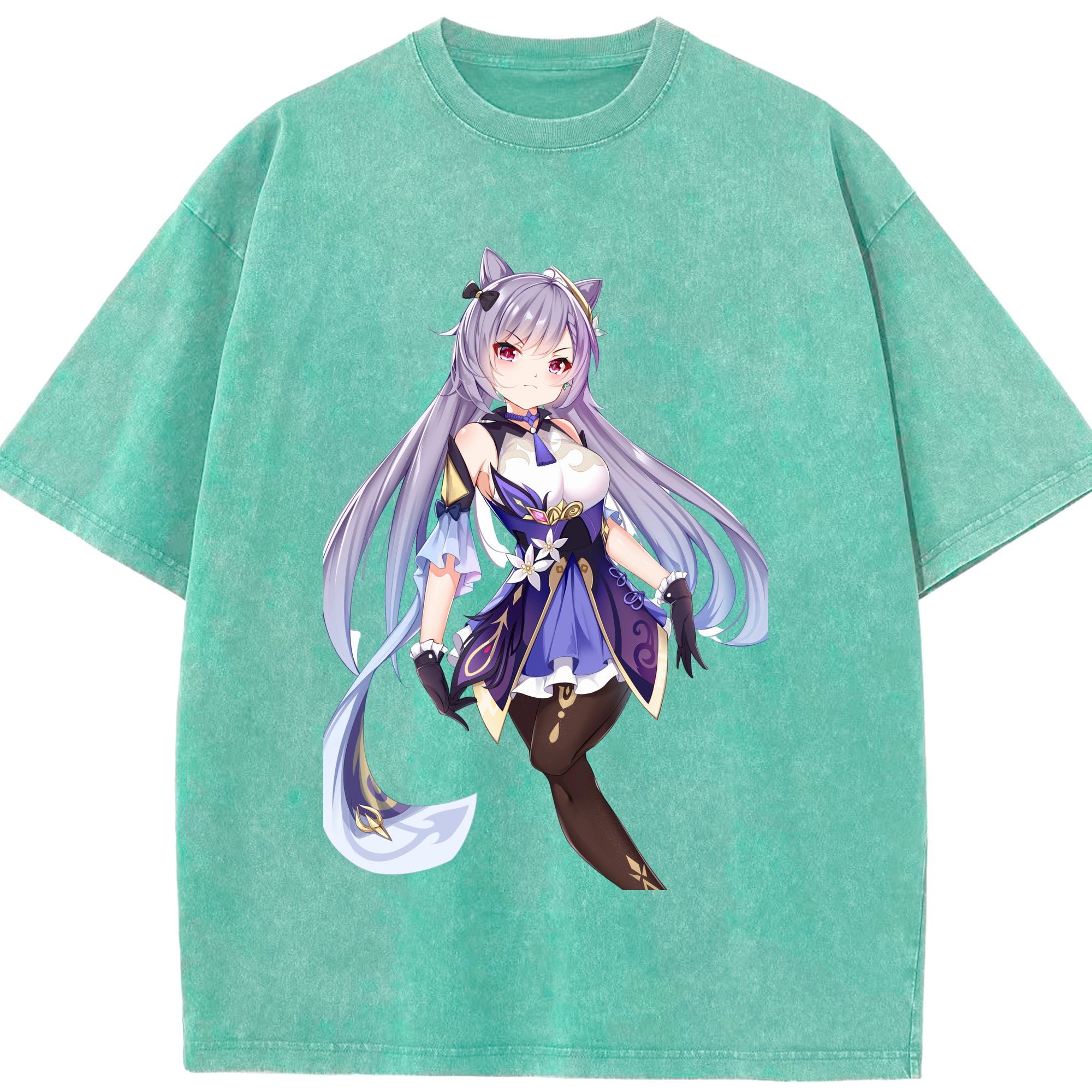 げんし神 刻晴 こくせい genshin Kokusei 綿100% ヴィンテージ風 半袖Tシャツ（フロントプリント）
